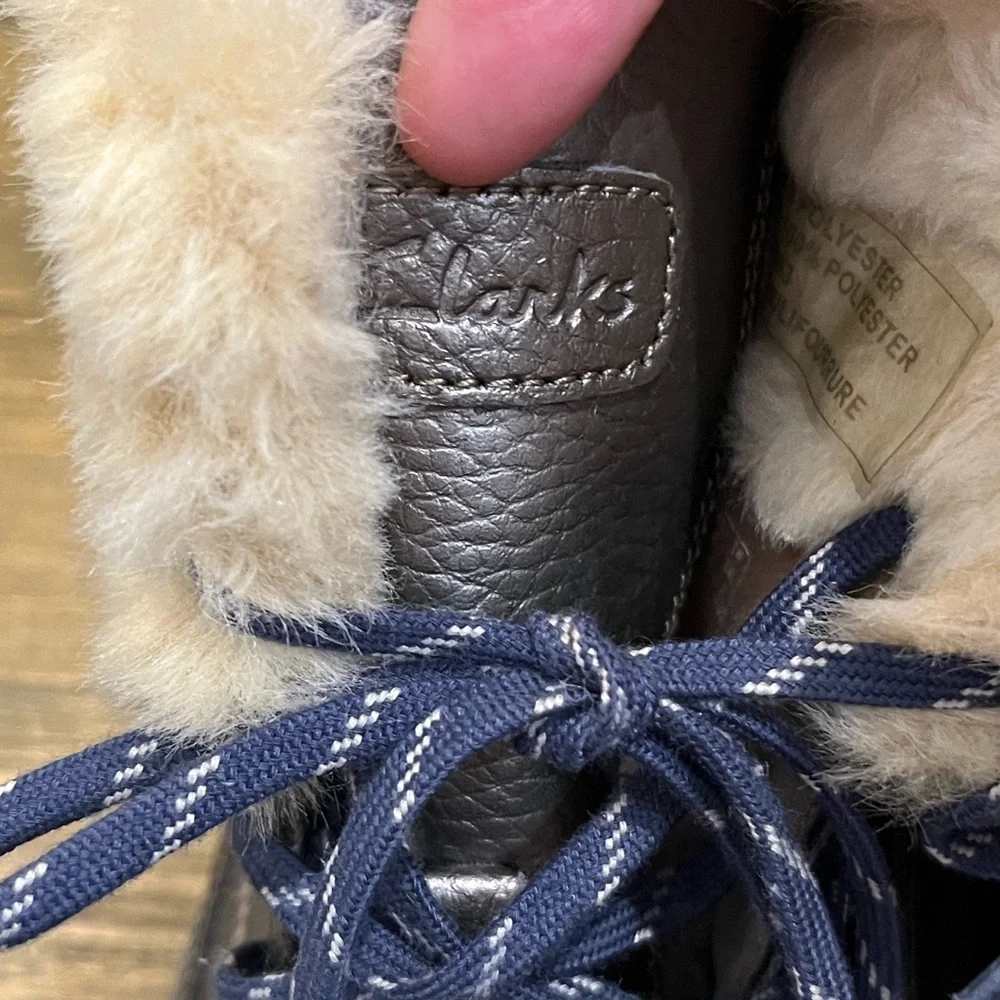 Clark’s Mazlyn Arctic‎ Pewter Leather Snow Boots with Faux Fur  Sz. 7.5